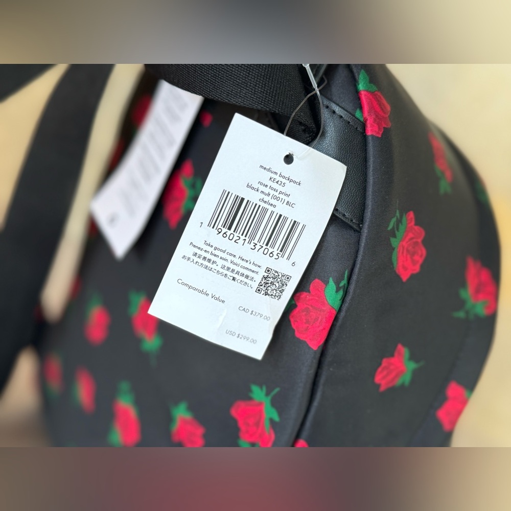 Kate Spade New York Chelsea Medium Backpack Rose Toss Print - Picture 10 of 13